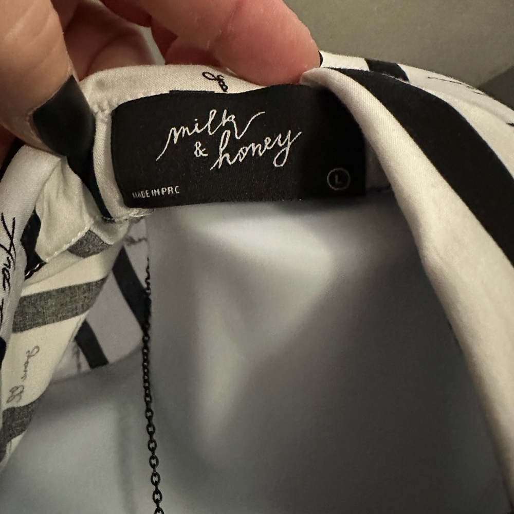 Black and White Striped Button-Up Shirt - Picture 3 of 3